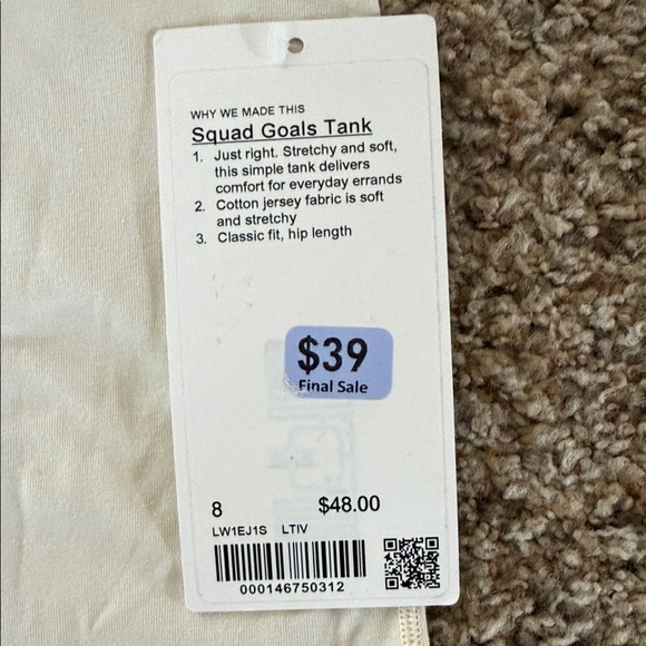 Lululemon Squad Goals Cream Tank Top - Picture 2 of 4